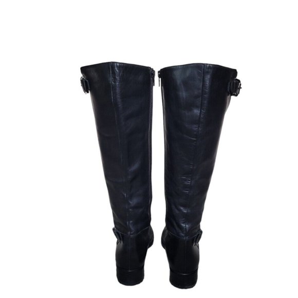 Italian Goth Black Leather Moto Riding Knee High Calf Boots Women's US 7.5 - Picture 9 of 9
